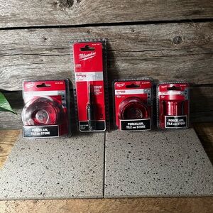 NIP MILWAUKEE Tile Hole Saw Bundle with Retractable Starter Bit/Arbor